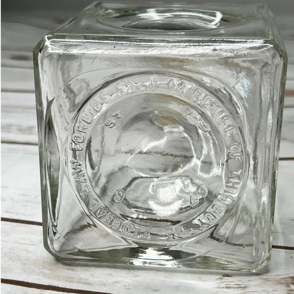Vintage MCM‎ I.W. Harper Liquor Decanter Clear Glass Square Embossed OS